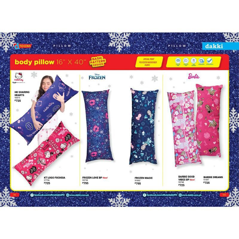 Dakki 16x40 Body Pillow (Hello Kitty, Spongebob, Barbie, Superman