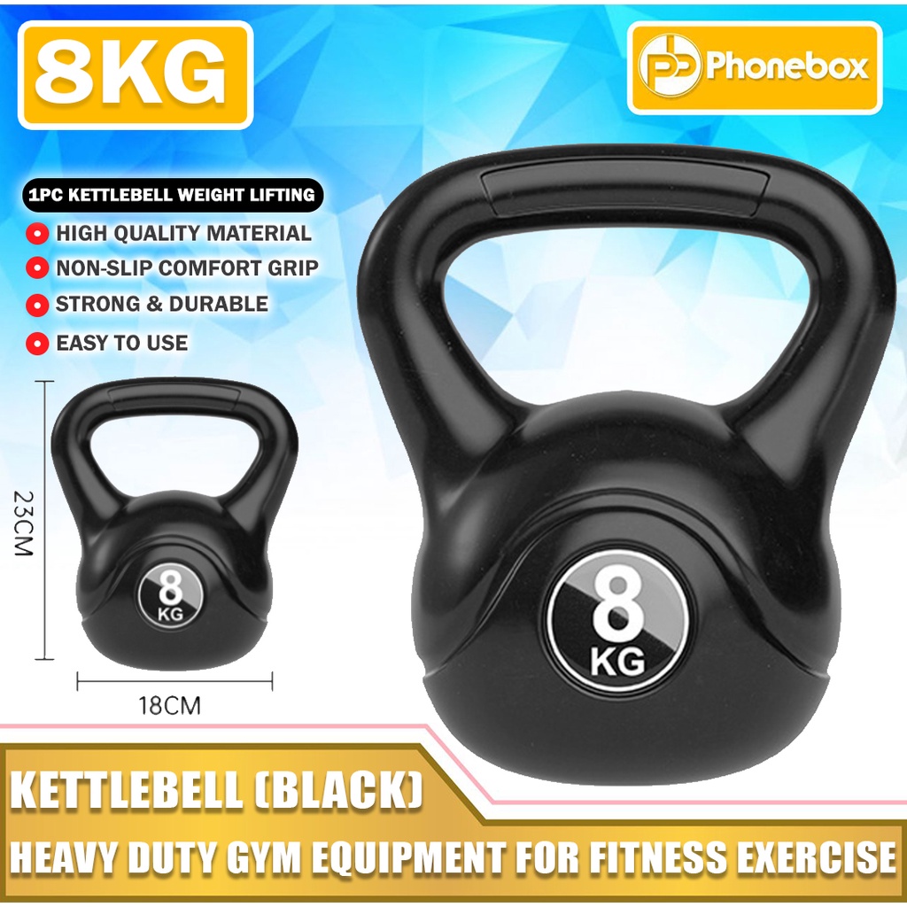 PB Kettlebell 8KG Dumbbell PVC Coated Kettlebells Home Gym Equipment