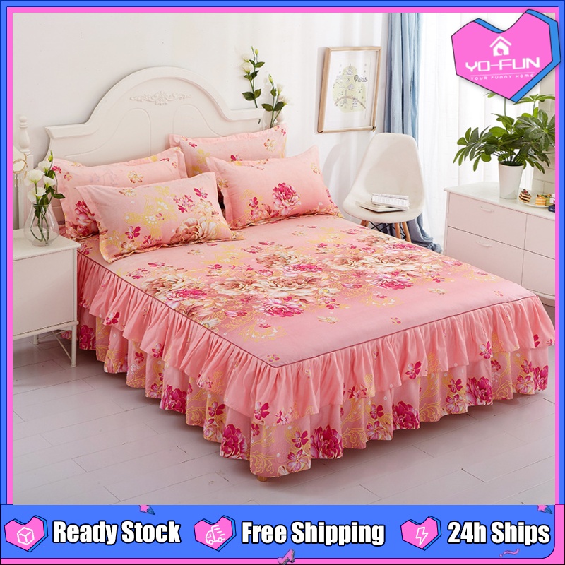 YoFun1pc Floral Bed skirt Bedspread Laced Bedsheet Wedding