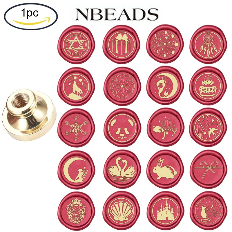 Nbeads 1pc Wax Seal Stamp 25mm Head Howling Wof Removable Sealing Brass