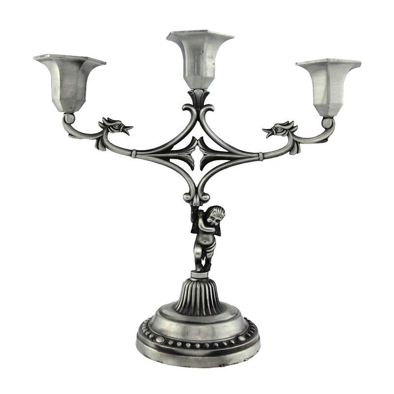 Catholic Jewelry HeyMamba Antique Tin 3arm Candle Holders Metal