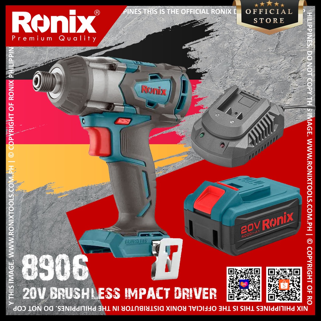 Ronix 8906 Premium Quality Cordless Screwdriver, 20V, 280N.MBrushless Series Shopee Philippines