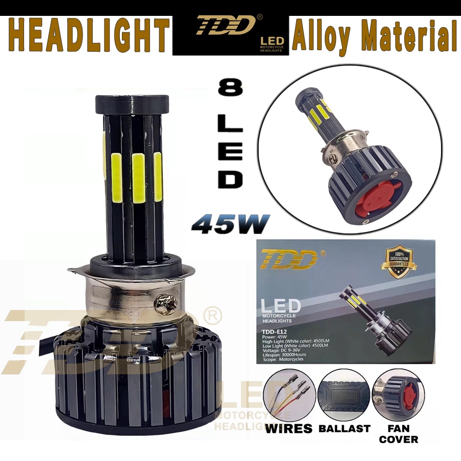 TDD Original 45W 8 Led Headlight Alloy material High Light ( White