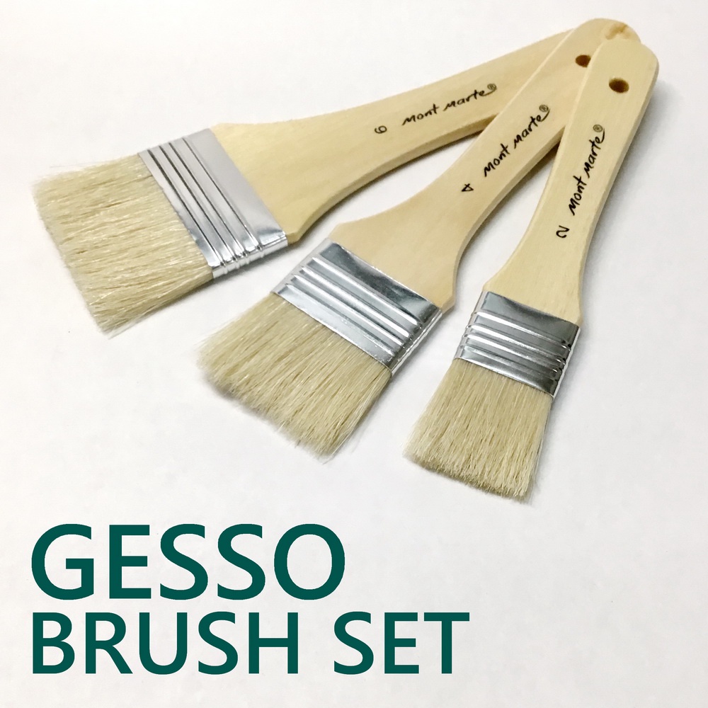 Mont Marte Gesso Brush Set sizes 2, 4, 6 Gesso Brush set (3 pcs.) hog