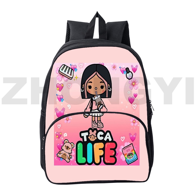Anime 16 Inch Toca Boca 3D Backpack Canvas Backpack Men Large Capacity