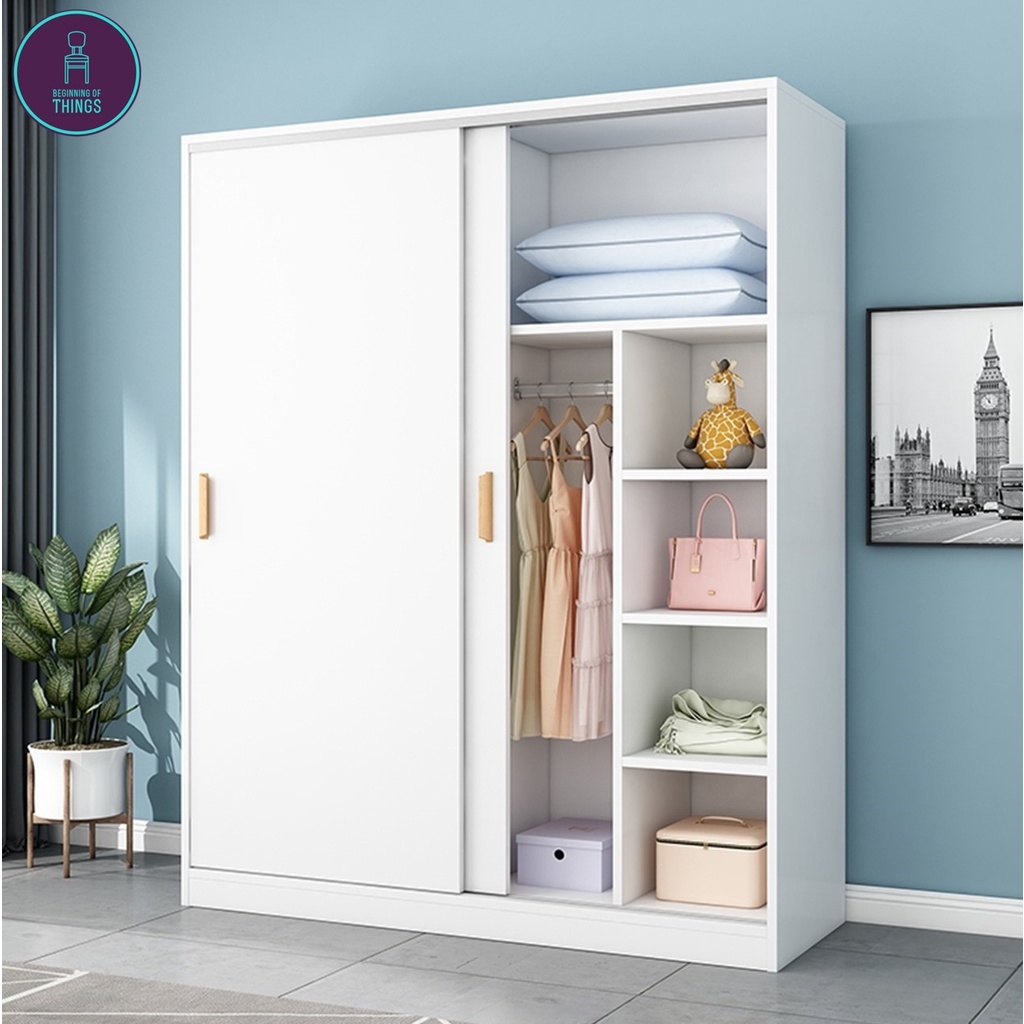 MAXIMA 120 CM Sliding 2 Double Door Wardrobe Closet Shopee