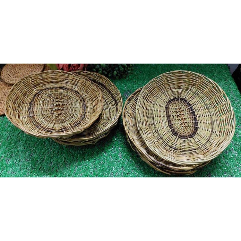 Rattan Wicker Paper Plate Holders, 1" Deep Natural Wicker, Set of 6