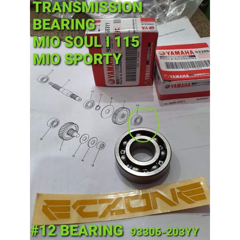 TRANSMISSION BEARING NO. 12(6203) MIO SPORTY / SOUL i 125 YAMAHA