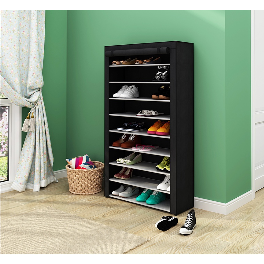 9Tiers Shoe Rack Wide Shoe Tower Closet Shoes Storage Portable NonWoven Fabric Cover