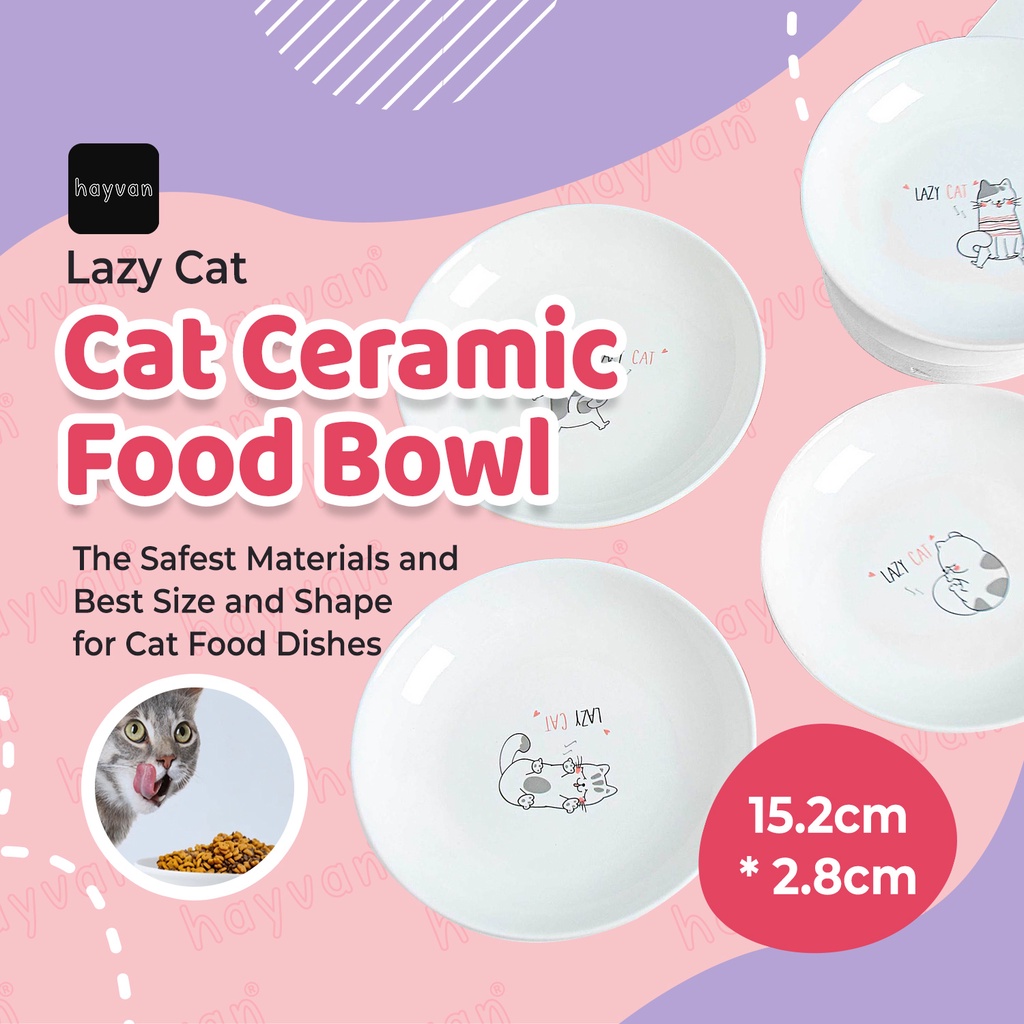 LAZY CAT Cat Ceramic Food Bowl Cat Feeder Ceramic Pottery Cat Food