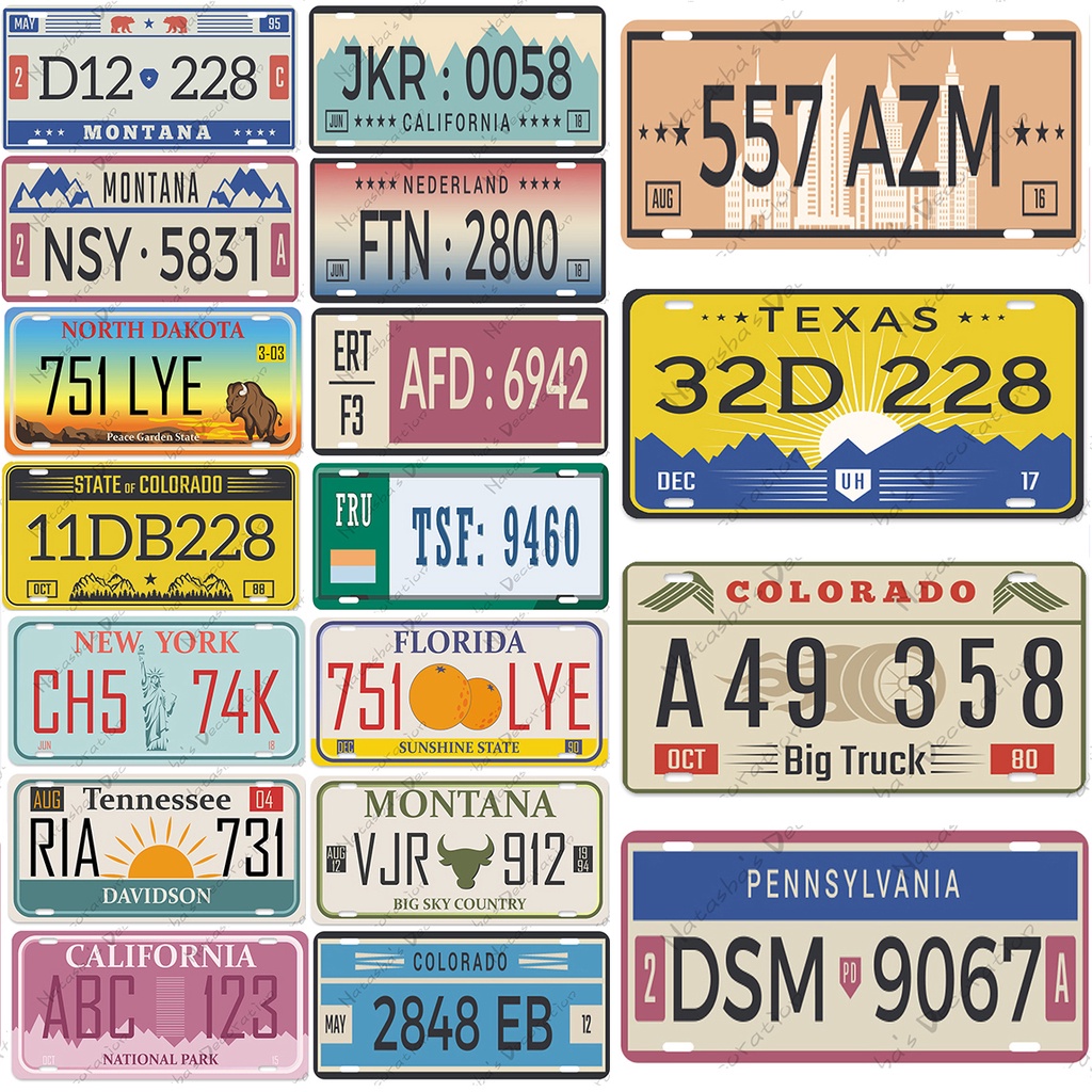Licenses Plate Metal Wall Signs Car Number Plate Decorative Plate Metal
