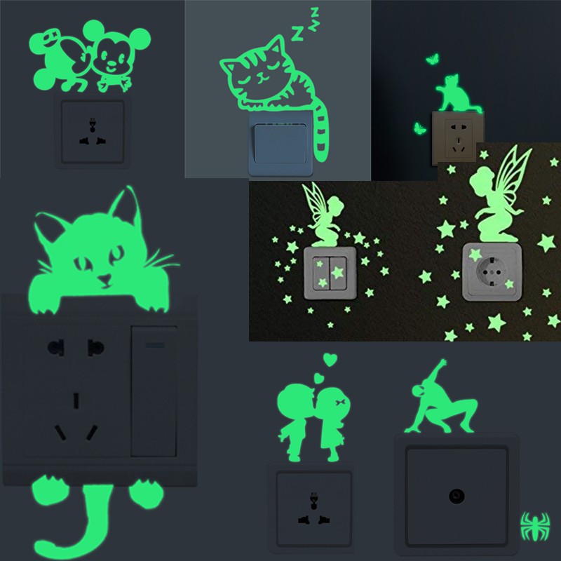Wall Stickers Light Switch Decor Decals glow in the dark Shopee