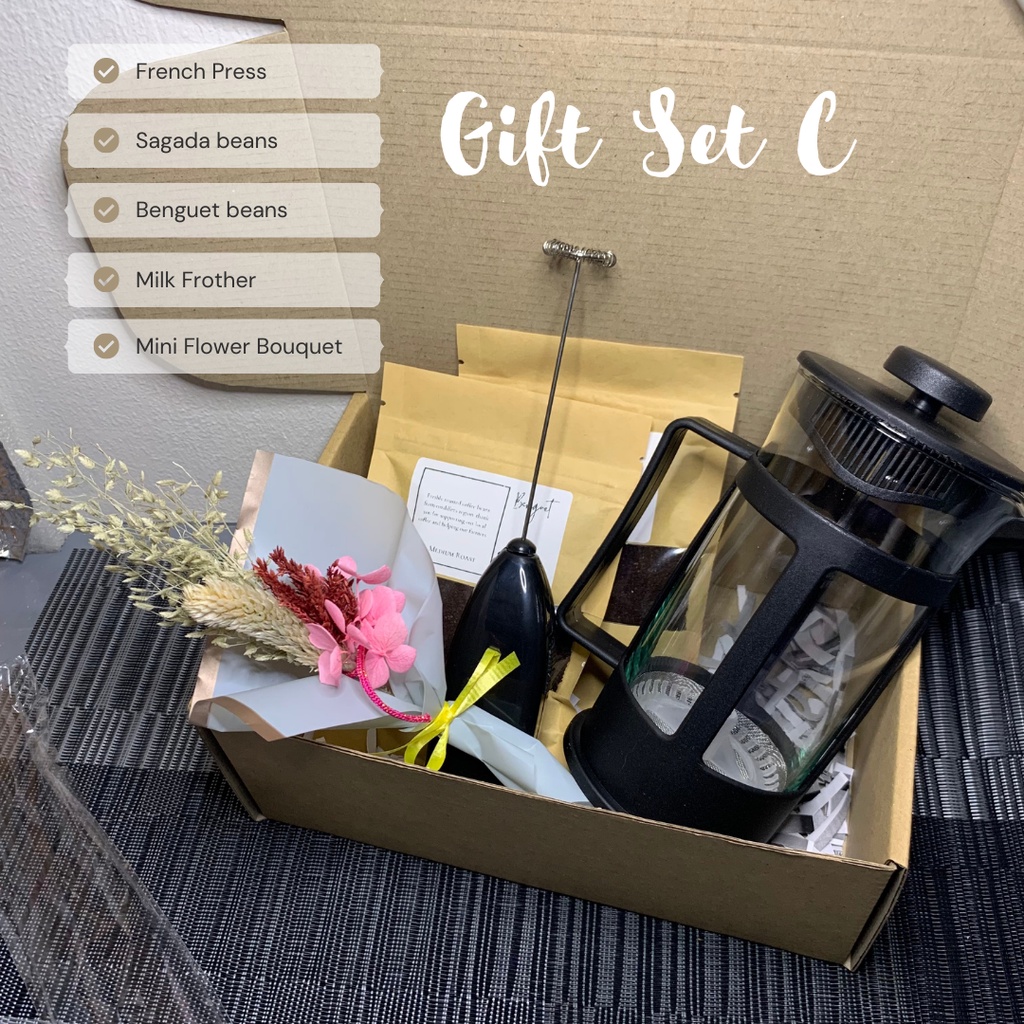Coffee Gift Sets BUNDLE (with Dry Flower, French Press, Fresh ground