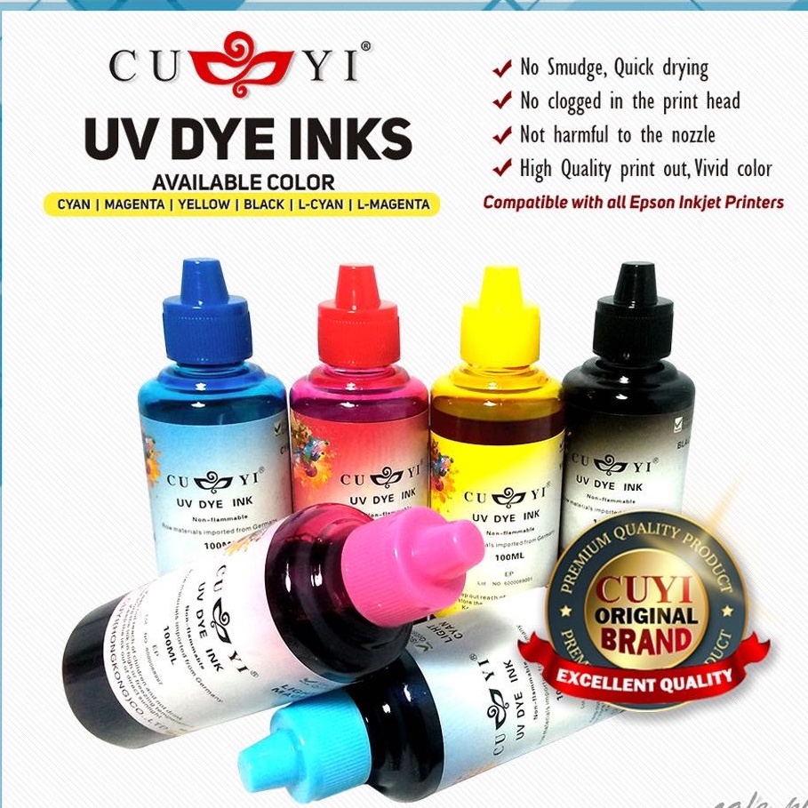 CUYI Dye Ink for Inkjet Printer / Continous Refillable Ink (C, M ,Y ,K