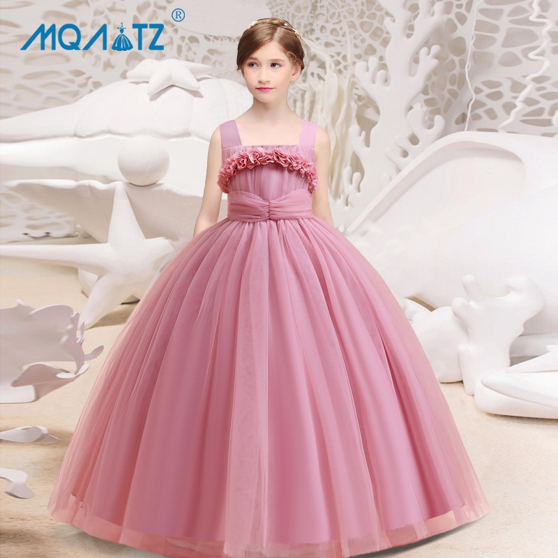 MQATZ Shoulderless Kids Bridesmaid Dress For Girls Children Costume