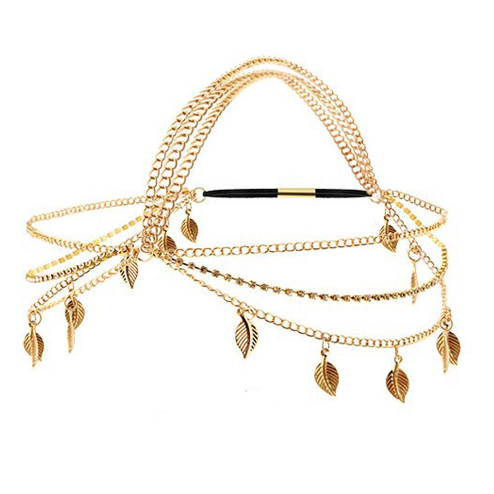 Gold Head Chain Jewelry Boho Headband Head Chain Coins Pearl Tassel