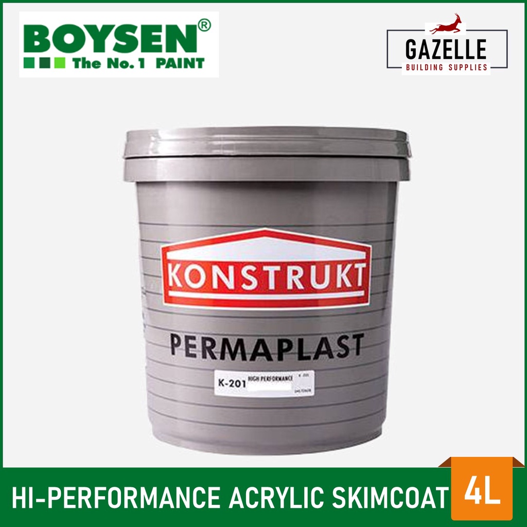 Boysen Konstrukt Permaplas K201 HighPerformance Acrylic Skimcoat Primer Skim Coat 4L