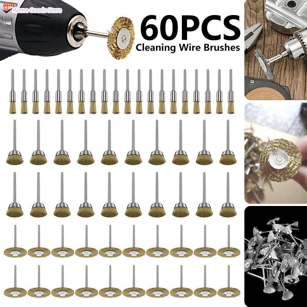 60pcs Wire Wheel Cup Brush Set Stainless Steel Wire Brush Set Cleaning