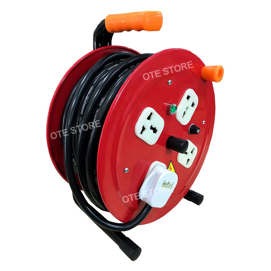 UNIVERSAL SOCKET HEAVY DUTY CABLE REEL SET C/W 20A 30mA ELCB + WIRE