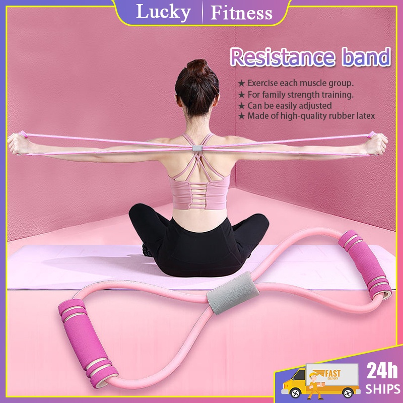 8Type Exercise Rubber Yoga Resistance Band Elastic Tension Rope Gym