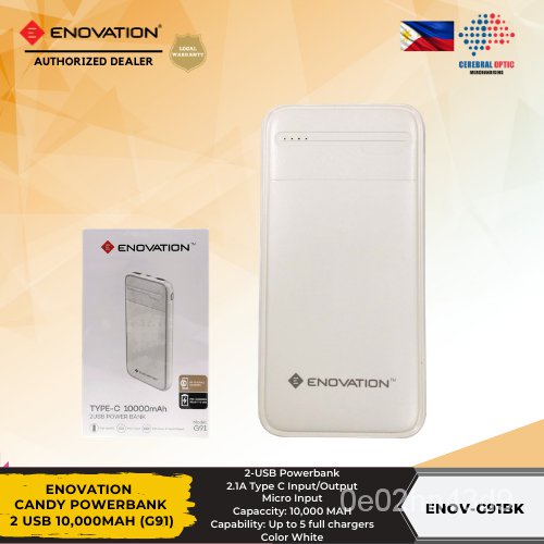 Enovation Candy Power Bank 2 USB 10,000mAh (G91) 2.1a Fast Charging