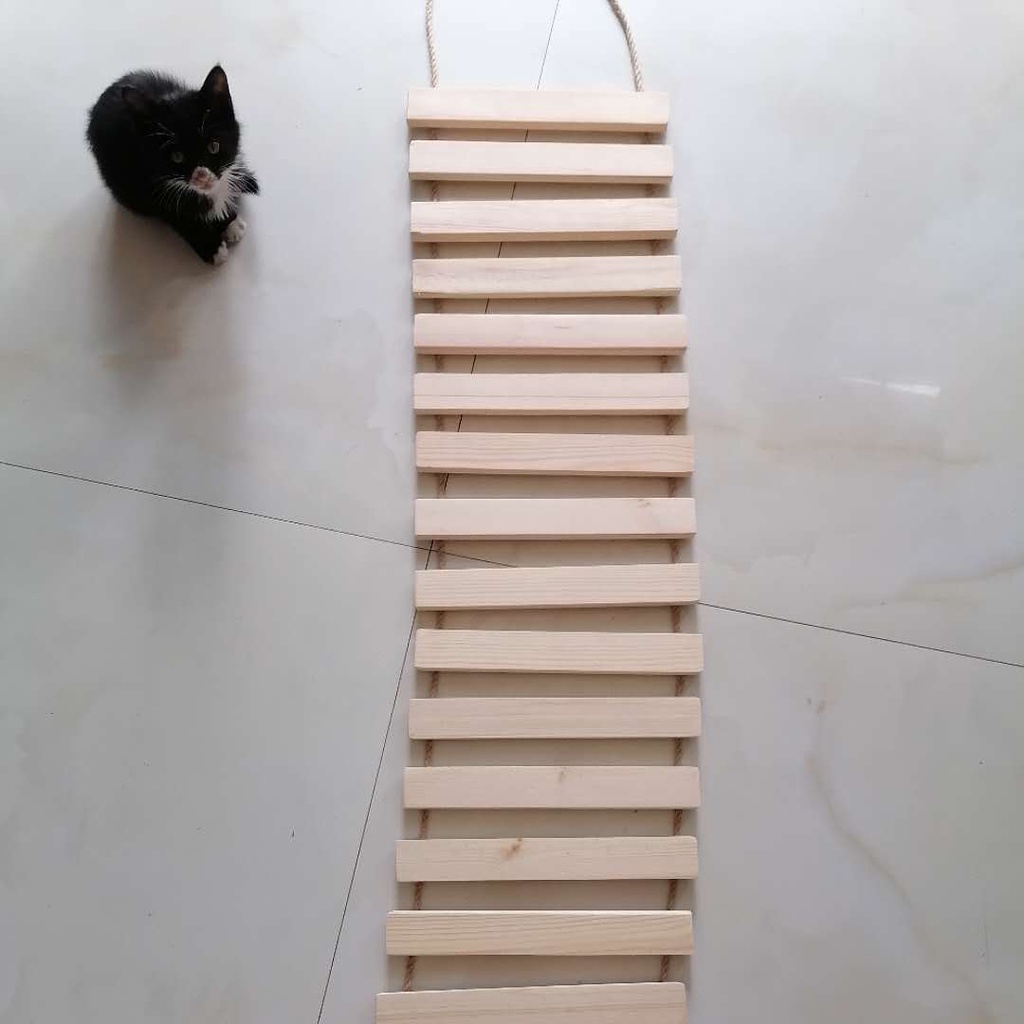 mainan kucing readystock Solid wood cat rope ladder cat climbing