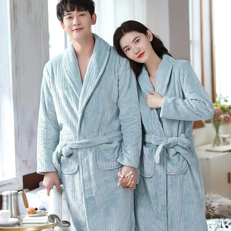 NJOY Couple Bathrobe New Thick Coral Velvet Bathrobe Autumn and Winter