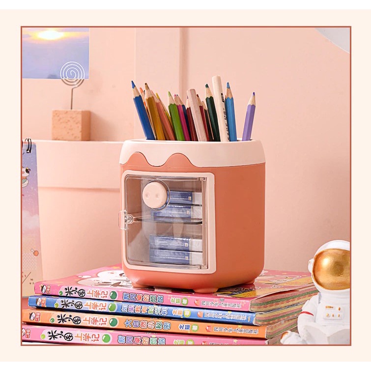 Pen Holder Cute Ballpen Pencil Desktop Office Organizer Makeup Brush