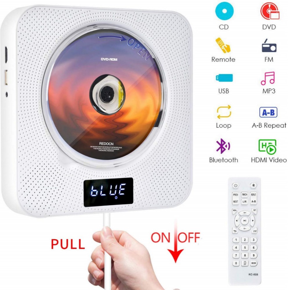 Portable Bluetooth DVD / CD Player, WallMounted DVDs Player, Dual Pull