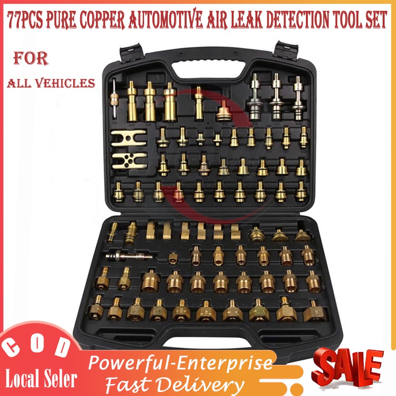 （Selling）77pcs/Set Universal Automotive Air Conditioning Leak Detector Leak Test Adapter