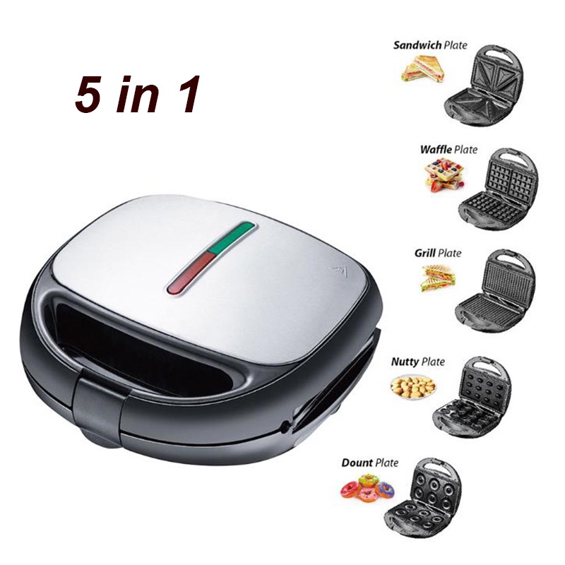 220V 5in 1 multifunctional electric mini Nut Waffle Sandwich maker