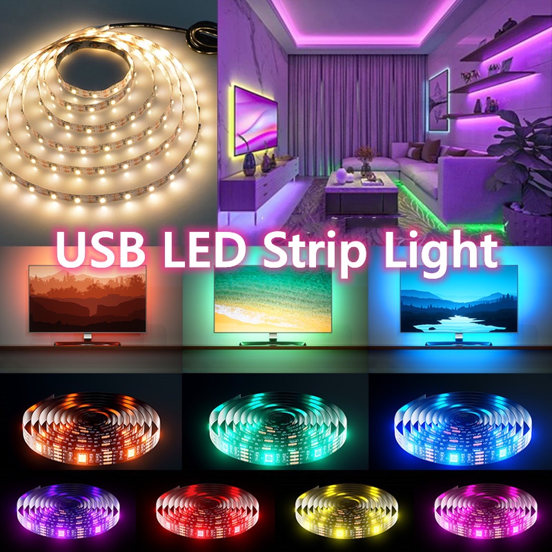 USB LED Strip Light TV Background Lighting Tape Ribbon Lamp DC 5V