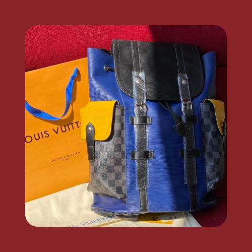 Louis Vuitton LV Black Monogram Eclipse Christopher Backpack Leather