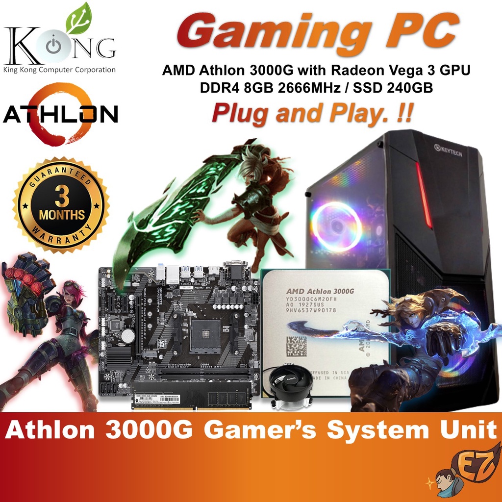 [Used][Gaming System Unit] AMD Athlon 3000G 3.5GHZ/Gigabyte A320Ms2h