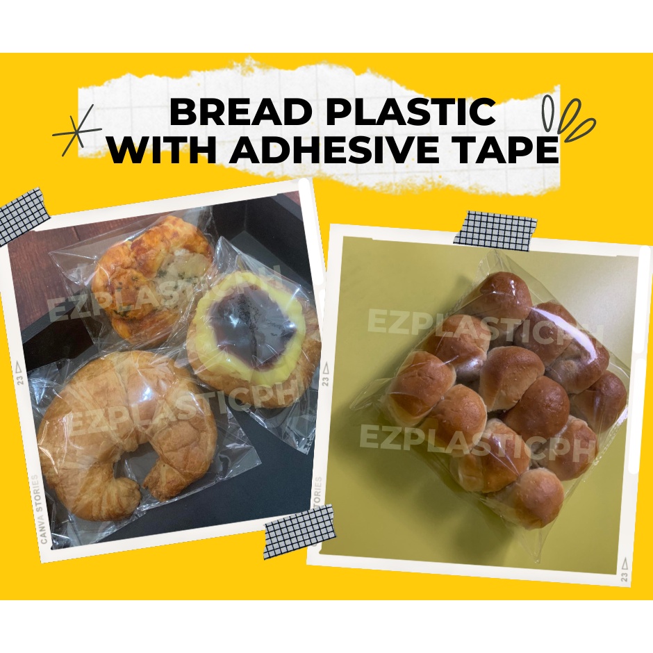 Plastic for Bread Cookie Donut with Adhesive Tape (50pcs/100pcs