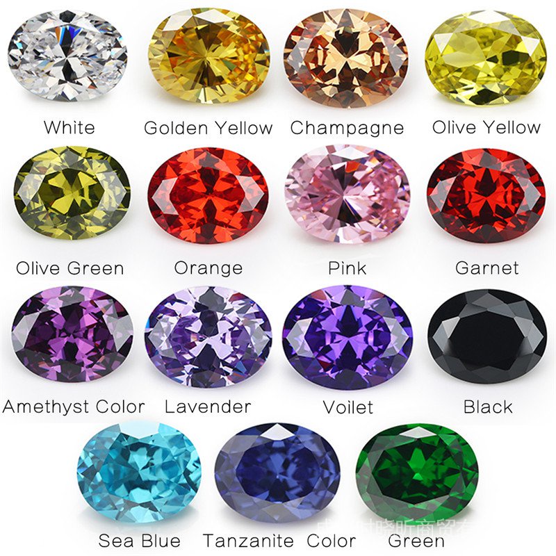 Gem stone 1set Per Colors Total 15pcs Size 10x12mm Loose Oval Cubic