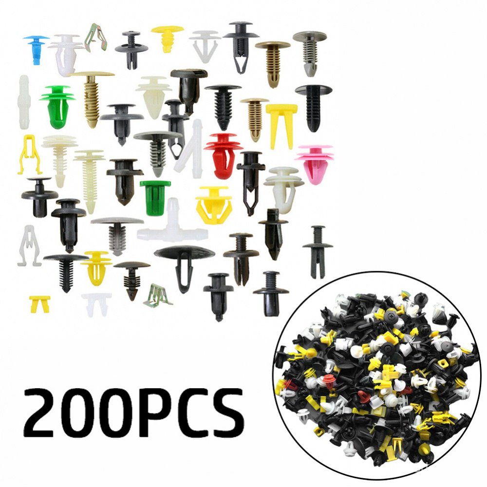 200pcs Plastic Car Body Push Pin Rivet Fasteners Trim Moulding Clip