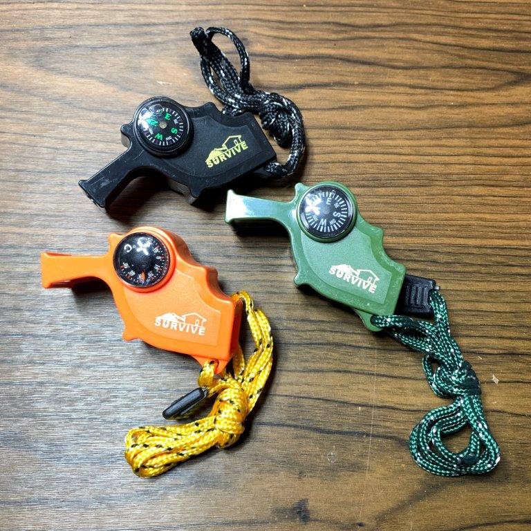 Storm Whistle Survival Tool with Thermometer, compass & Fire starter