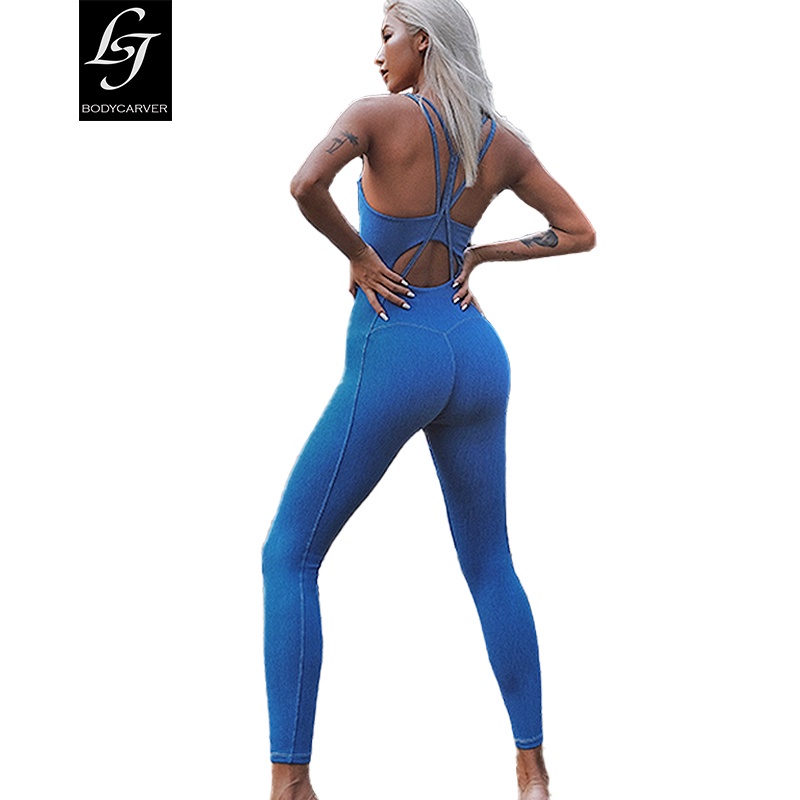 BC PRO Yoga Jumpsuits Women Strap Cross Sports Wear Set Padded Workout