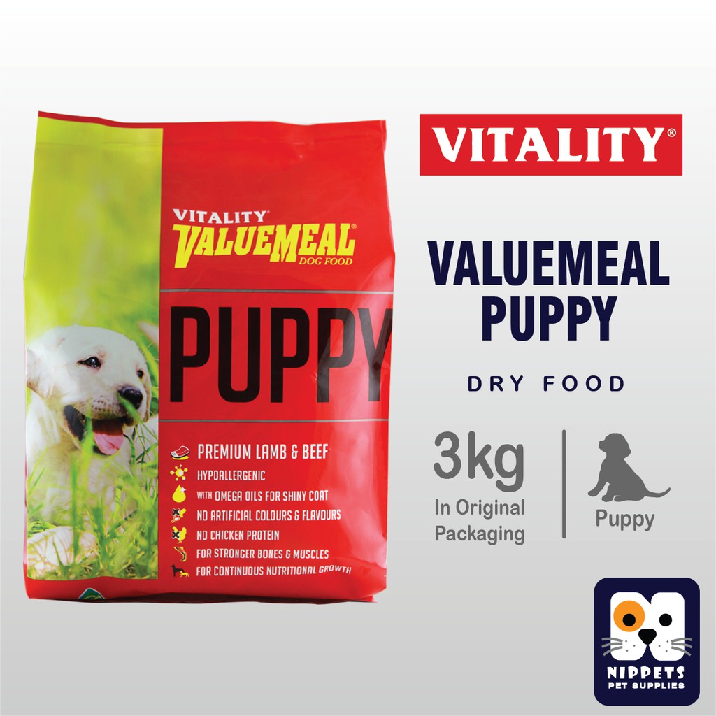 VITALITY VALUEMEAL Lamb and Beef Dry Dog Food for Puppy 3kg Shopee