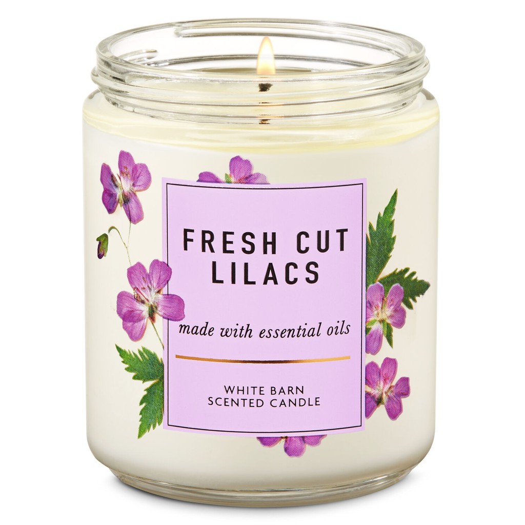 Bath & Body Works Single Wick Candle Fresh Cut Lilacs White Barn