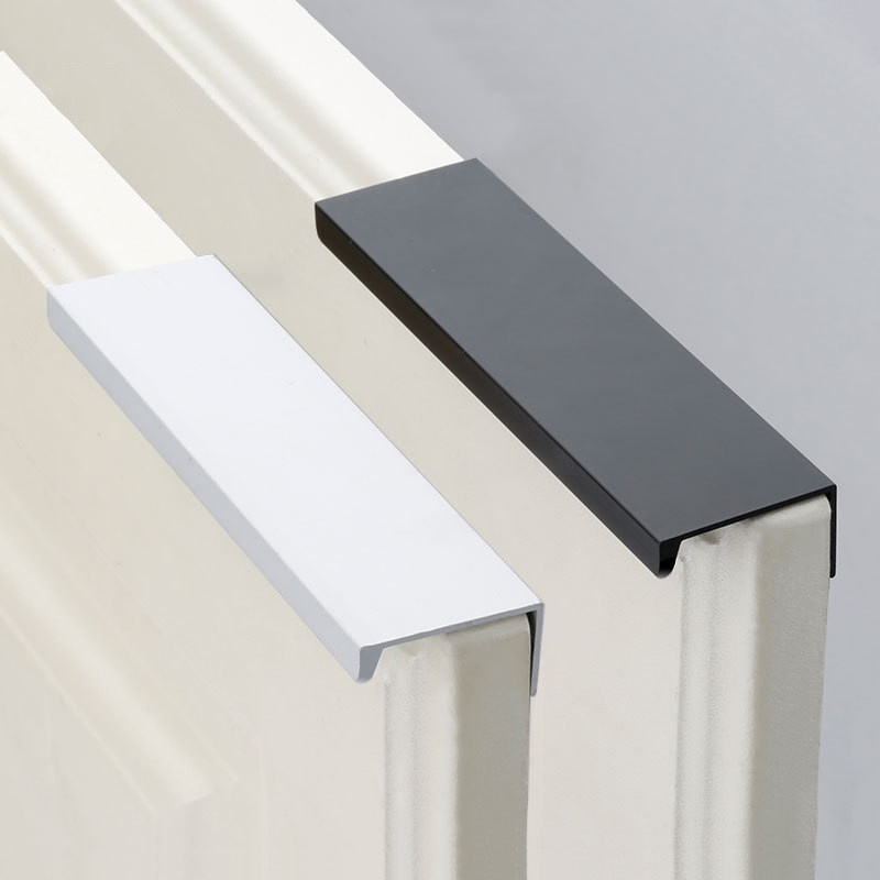 Invisible Handle Aluminum Alloy Black Kitchen Pulls Furniture