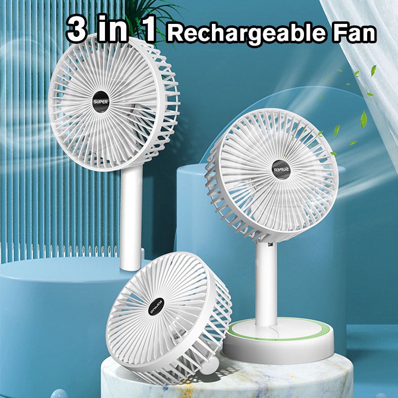 Foldable Desk Fan Outdoor Portable Stand Fan USB Rechargeable Kipas