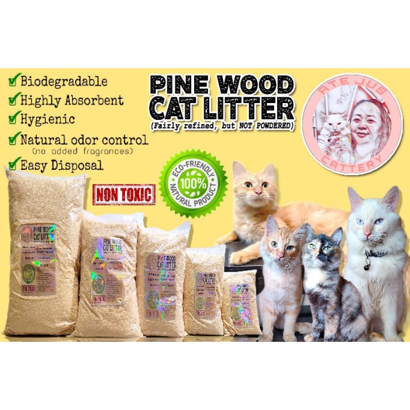 22L Sack Ate Jus Cattery Pine Wood Sawdust Cat Litter fairly refined