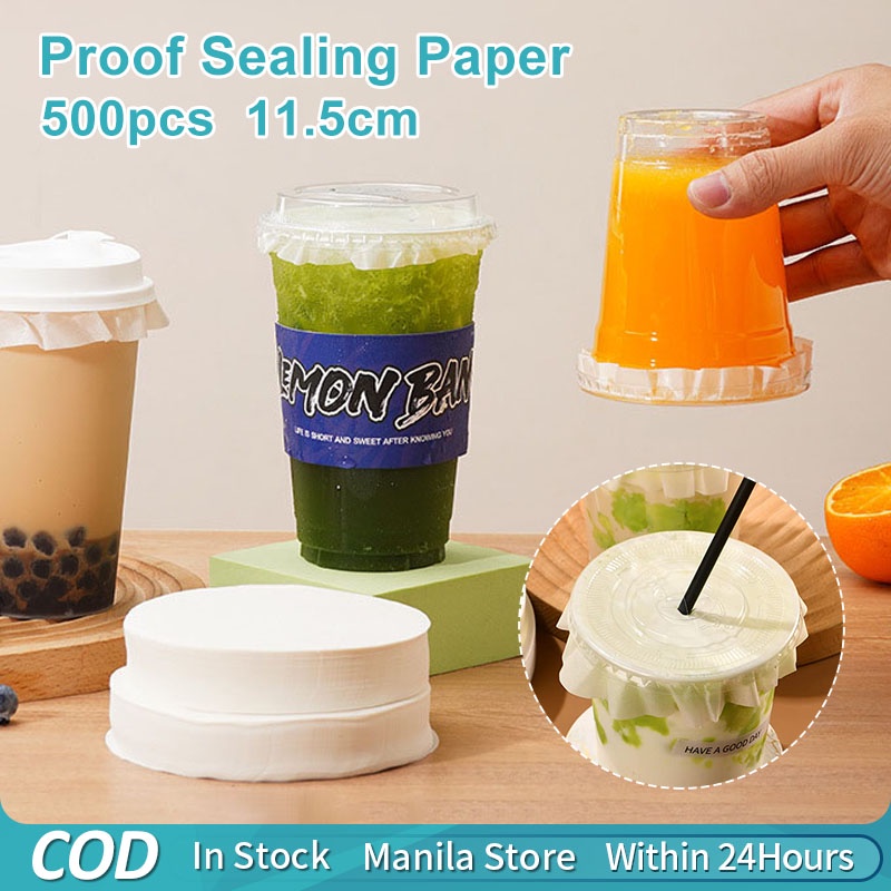 500pcs Cup Leak Proof Paper Round Shape Leak Proof Paper Films for Milk Tea Cup Coffee Cup