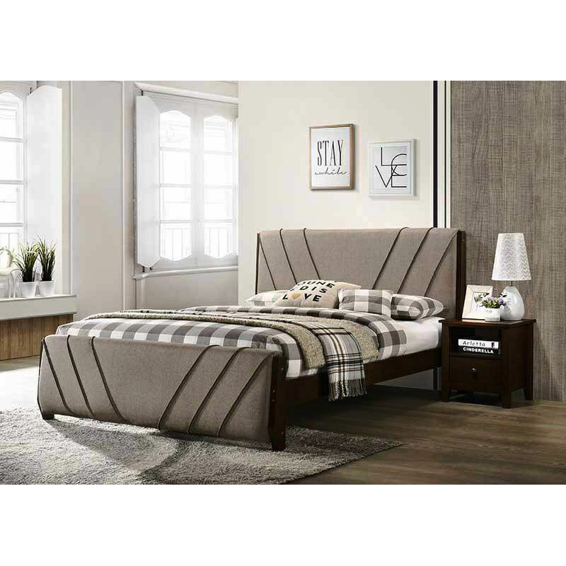 MALAYSIAN RUBBER WOOD BED FRAME WITH COTTON PEDDED HEADREST Shopee