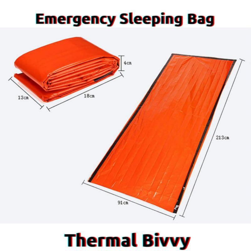 Emergency Thermal Bivvy Sleeping Bag Survival Kit Ultralight Blanket