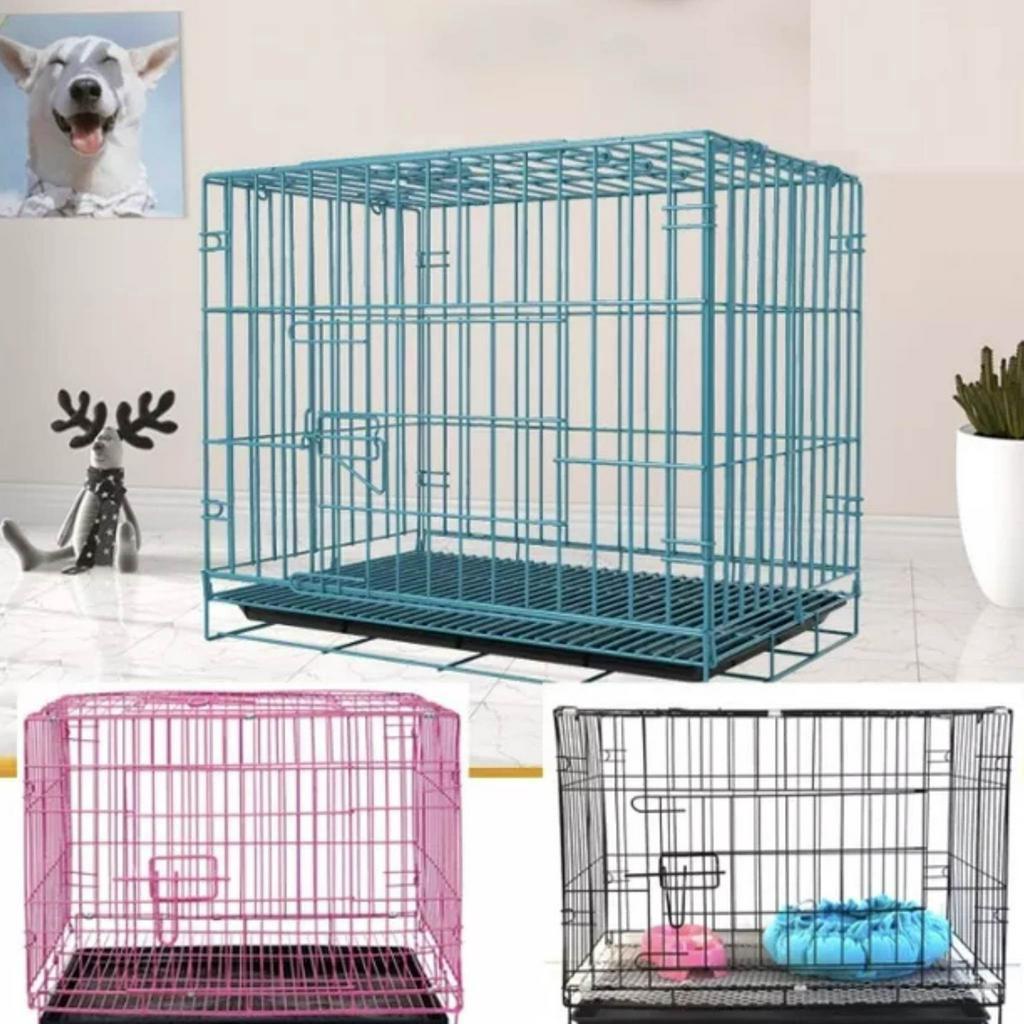 Dog Cage with Poop Tray Heavy Duty Pet Collapsible Cage Foldable Pet