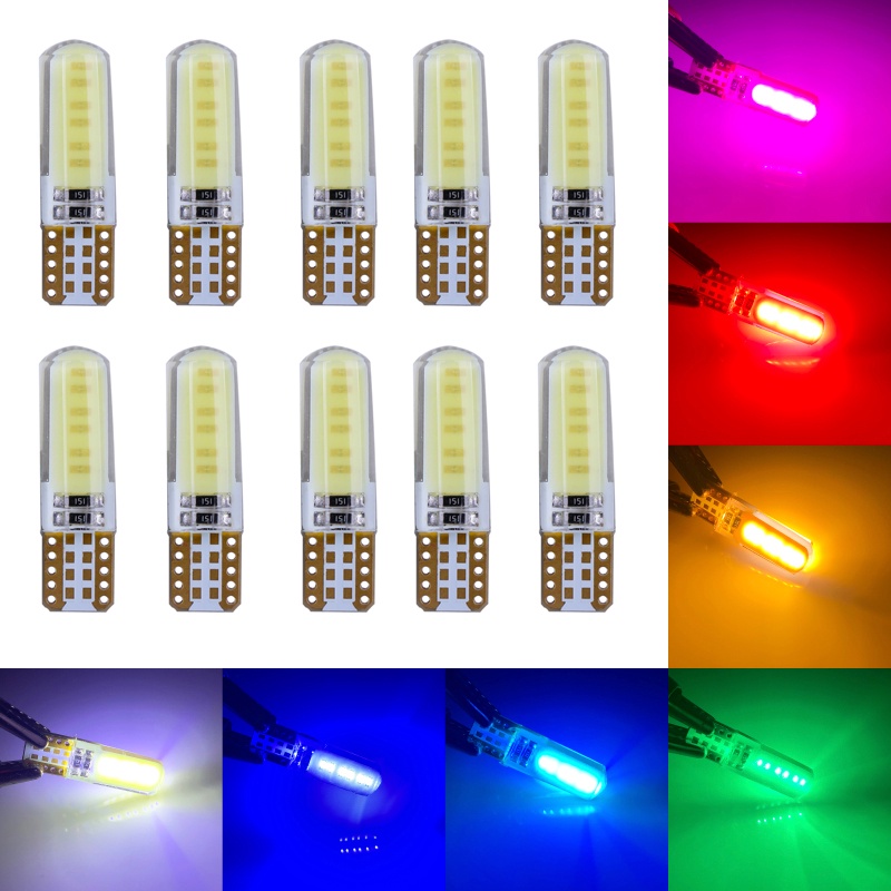 10pcs LED Car Dashboard Light Bulb T10 W5W 12 SMD Silicone Parking