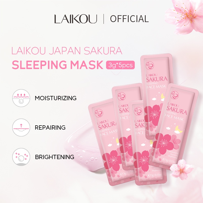 LAIKOU Sakura Essence Sachet Sleeping Mask NoWash Cherry Blossoms Face Masks Acne Whitening